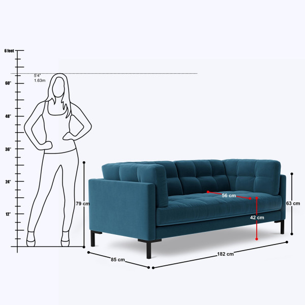 Tirreno 3 Seater Sofa - 72" on rent