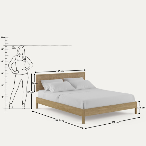 Eburnean Solid Wood Rattan Bed on rent