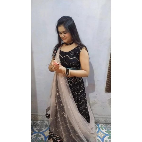 "Exquisite Ebony Embroidery: Rent this Beautiful Black Choli With Lehenga for a Mesmerizing Look" on rent