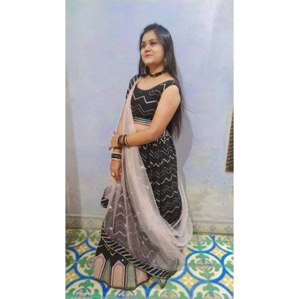 "Exquisite Ebony Embroidery: Rent this Beautiful Black Choli With Lehenga for a Mesmerizing Look" on rent