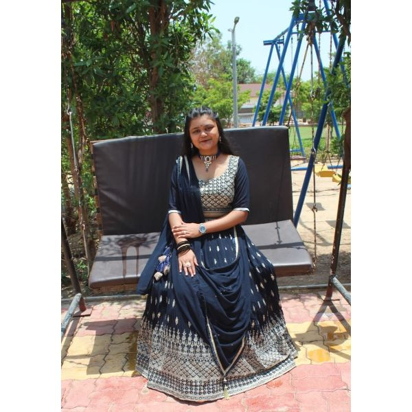 "Elegant Azure Delight: Blue Choli With Lehenga Rental" on rent