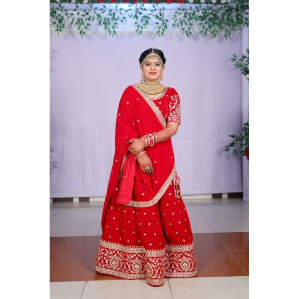 Crimson Royalty Red Bridal Lehenga for Rent on rent